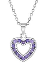 delightful open heart purple cubic zirconia chain birthstone baby necklace